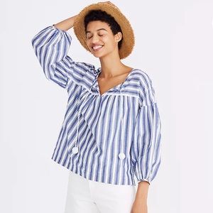 Madewell Peasant Top in Shea Stripe Size Medium